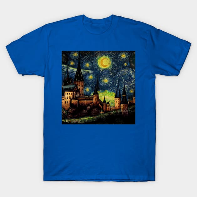 Starry Night Wizarding School Van Gogh T-Shirt by Grassroots Green